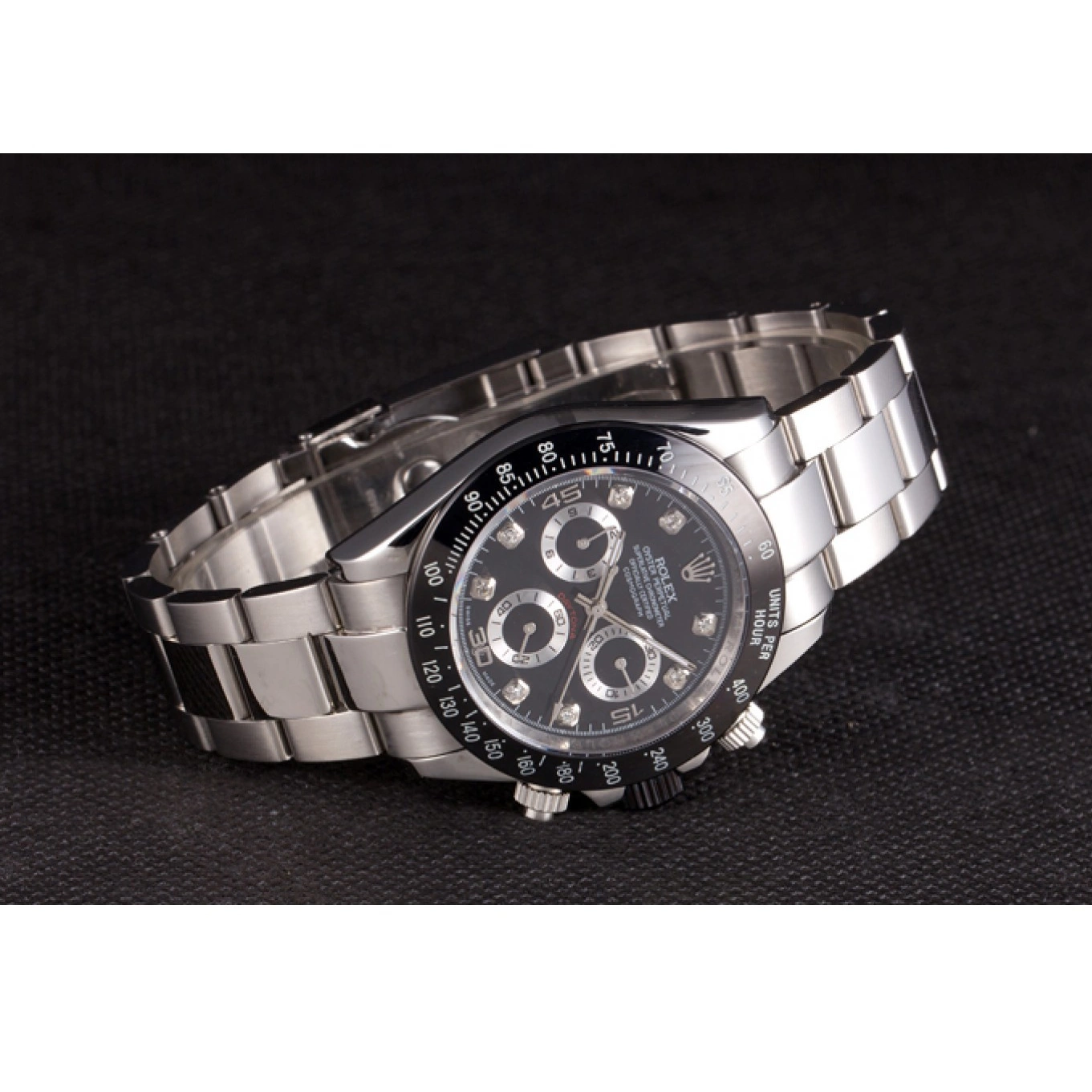 Good Copy Rolex Watches Enameled Daytona Dial Black Stainless Black Rolex Steel 0731